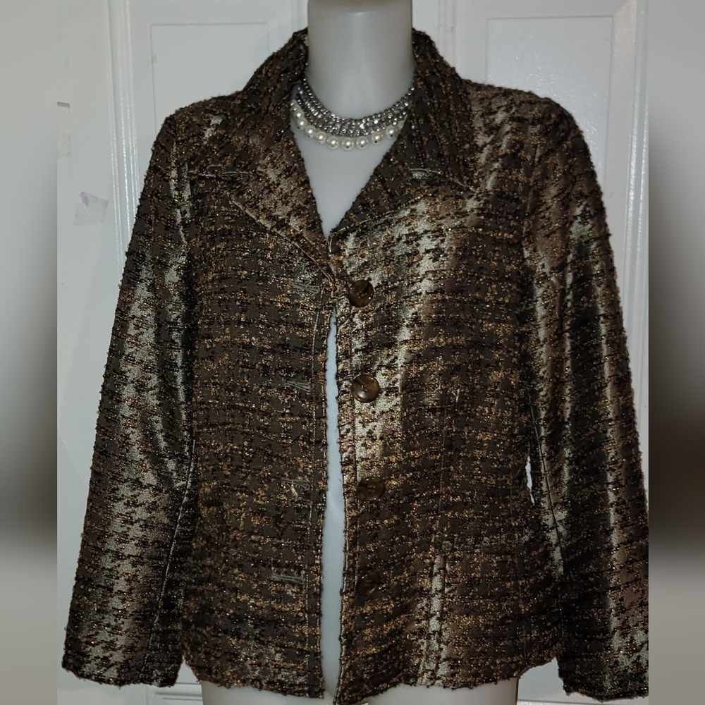 Brown Multi-Color Chico's Blazer Jacket Size 1